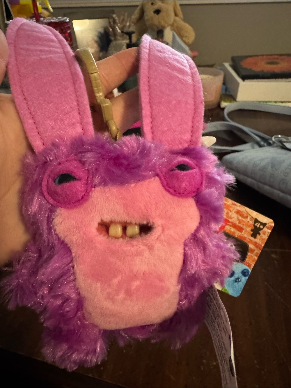 Fuggler Pink & Purple Bunny Keychain